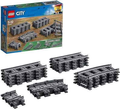LEGO 60205 City Schienen, 20 Stück, Erweiterungsset, Kinderspielzeug