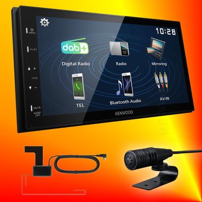 Kenwood DMX129DAB DAB+ UKW Autoradio Moniceiver inkl. Antenne und Mikrofon