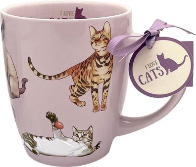 Die Spiegelburg, 18772, Porzellan-Tasse Katzen, i love cats, Coppenrath Verlag