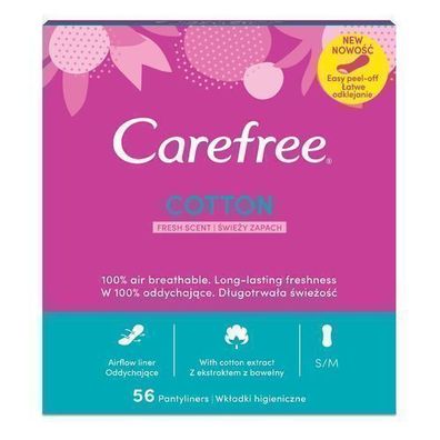 Carefree Baumwoll-Einlagen Normale Frische, 56 Stück