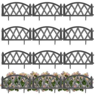 Palisaden-Gartenzaun, Graphit-Umrandung, 12-teiliges Set, 50 x 30 cm