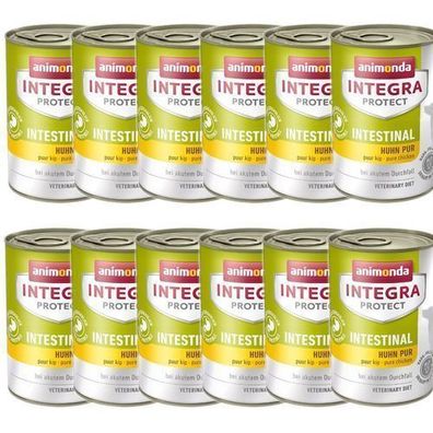 Animonda Integra Protect Darmschutz-Nassfutter mit Huhn für Hunde, 12 x 400 g Dose