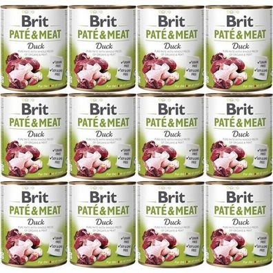 BRIT Pastete & Fleisch Ente - Nassfutter für Hunde - 12 x 800 g