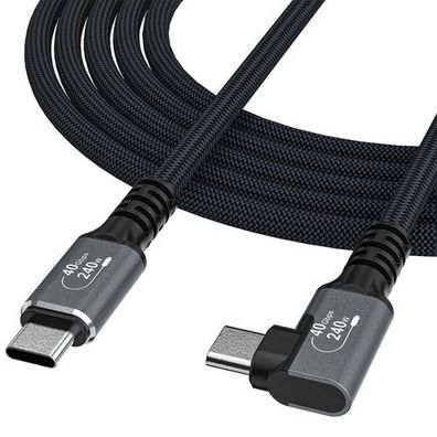 Thunderbolt 4 USB-C 240W 4K 1m abgewinkeltes Kabel - Schwarz