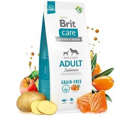 Brit Care Hundefutter getreidefrei für ausgewachsene Hunde mit Lachs, 12 kg