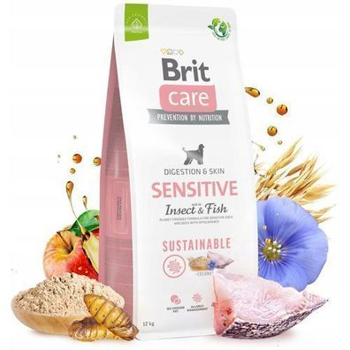 Brit Care Sustainable Sensitive Insekten-Fisch-Trockenfutter für Hunde, 12 kg