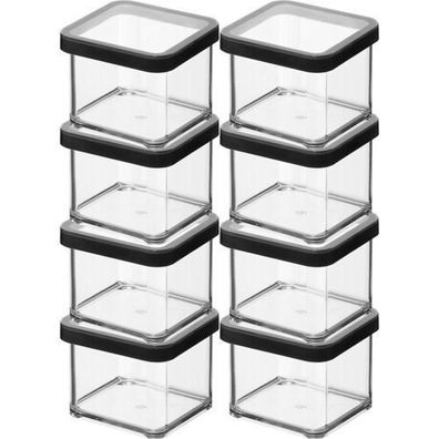 ROTHO LOFT Kunststoffbehälter für Futter & Leckerlis, 8 x 500 ml, Schwarz
