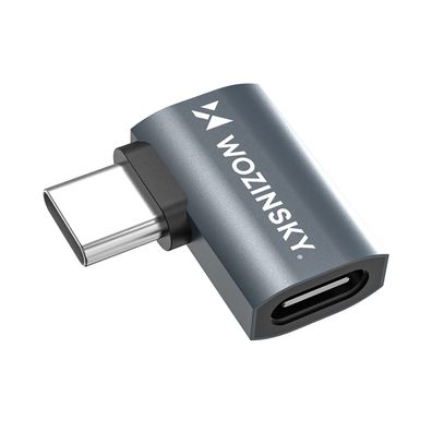 USB-C 40 Gbit/s 240 W 8K OTG seitlich abgewinkelter Adapter - Grau