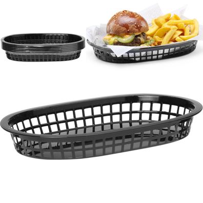 Ovaler schwarzer Brotkorb, 6 Stück - Hendi 426890