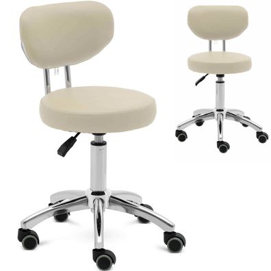 ASCONA Drehbarer Kosmetikstuhl mit Rückenlehne auf Rollen, 46-60 cm, dunkelbeige