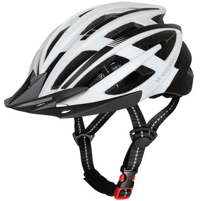 MTB-Fahrradhelm mit abnehmbarem Visier und USB-Rücklicht, 54-57 cm - Schwarz und Weiß