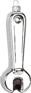 Christbaumschmuck Glas Schrauben-Schlüssel 13 cm silber