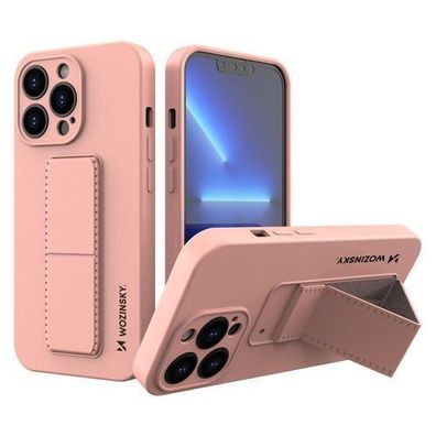 Wozinsky Silikon-Schutzhülle mit Standfuß für iPhone 13 Mini, Rosa