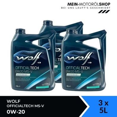 Wolf OfficialTech 0W-20 MS-V 3x5 Liter