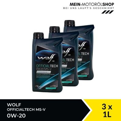 Wolf OfficialTech 0W-20 MS-V 3x1 Liter