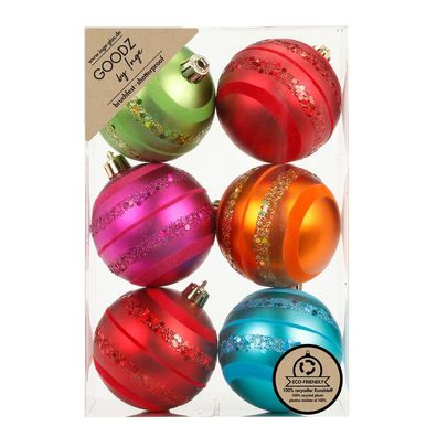 Christbaumkugeln Weinachtskugeln Kunststoff Ø 9 cm 6 Stück bunt