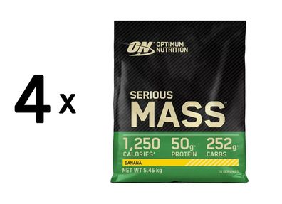 4 x Optimum Nutrition Serious Mass (12lbs) Banana