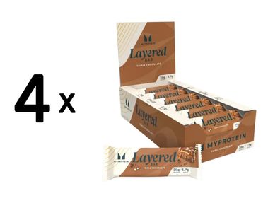 4 x Myprotein Layered Bars (12x60g) Triple Chocolate Fudge