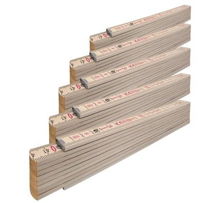 5x Stabila Gliedermaßstab 2 m Holz Type 407 N Natur im Set