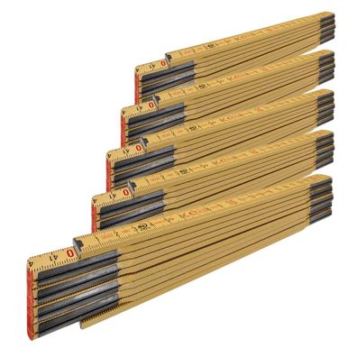 5x Stabila Gliedermaßstab 2 m Holz Type 607 im Set
