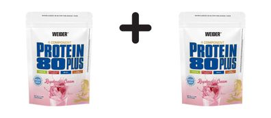 2 x Weider Protein 80 Plus (500g) Raspberry-Cream