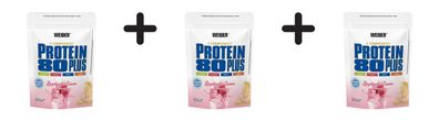 3 x Weider Protein 80 Plus (500g) Raspberry-Cream