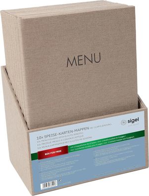 SIGEL SM208 Speisekarten-Mappen A4 - Set: 10 Stück mit gratis Aufbewahrungsbox - Gumm