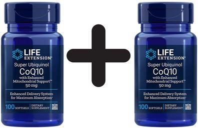2 x Life Extension Super Ubiquinol CoQ10 with Enhanced Mitochondrial Support, 50mg -