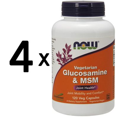 4 x NOW Foods Glucosamine & MSM Vegetarian - 120 vcaps