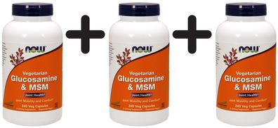 3 x NOW Foods Glucosamine & MSM Vegetarian - 240 vcaps