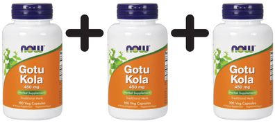 3 x NOW Foods Gotu Kola, 450mg - 100 vcaps