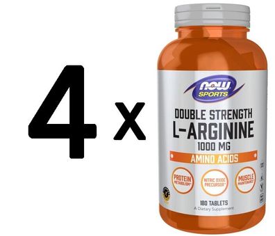 4 x NOW Foods L-Arginine, 1000mg - 180 tablets
