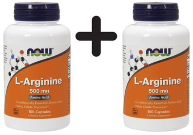 2 x NOW Foods L-Arginine, 500mg - 100 caps
