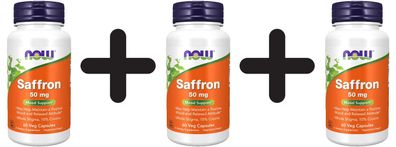 3 x NOW Foods Saffron, 50mg - 60 vcaps