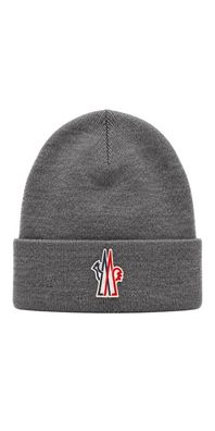 Moncler Mütze aus Baumwolle Grau mit Logo