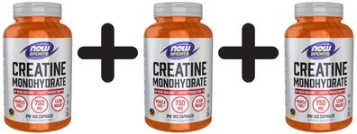 3 x NOW Foods Creatine Monohydrate, 750mg - 240 vcaps