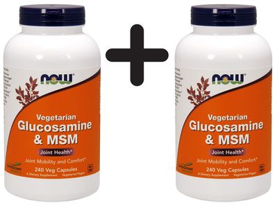 2 x NOW Foods Glucosamine & MSM Vegetarian - 240 vcaps