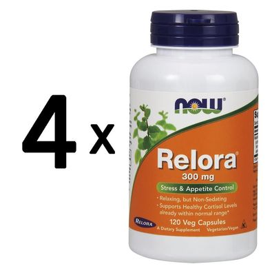 4 x NOW Foods Relora, 300mg -120 vcaps
