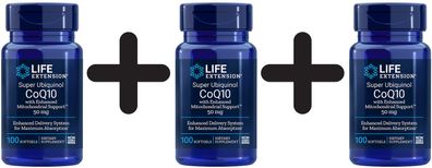3 x Life Extension Super Ubiquinol CoQ10 with Enhanced Mitochondrial Support, 50mg -