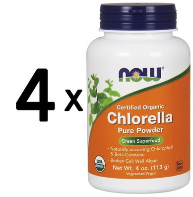 4 x NOW Foods Chlorella, Organic Powder - 113g