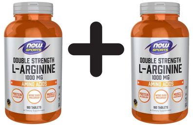 2 x NOW Foods L-Arginine, 1000mg - 180 tablets