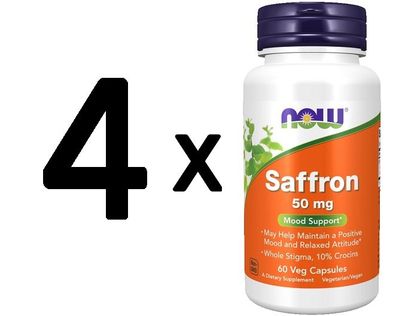 4 x NOW Foods Saffron, 50mg - 60 vcaps