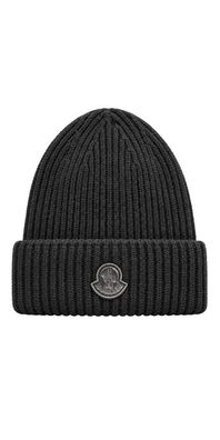 Moncler Wollmütze Schwarz mit Logo