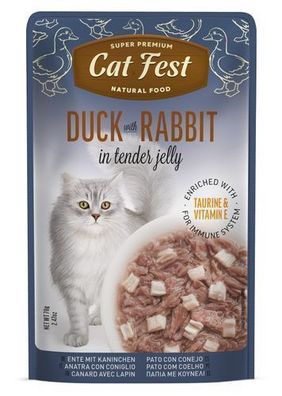 Cat Fest Katzenfutter-Tütchen „Duck with Rabbit in Jelly“ 70 g
