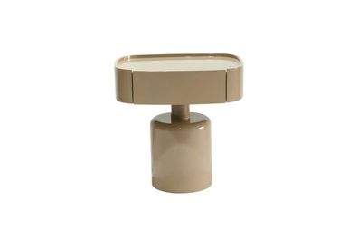 Beistelltisch mit Schublade in Taupe glänzend