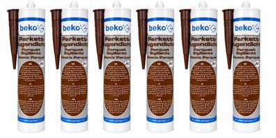 6x Beko Parkettfugendicht Nussbaum Parkett Laminat Dichtmasse Fuge 310ml