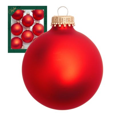 Christbaumkugeln Weihnachtskugeln Glas Ø 7 cm 8 Stück feuerrot matt