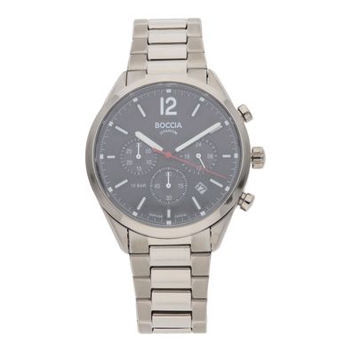Boccia Herrenuhr 3732-01 Reintitan, Saphirglas, schwarze Zifferblatt