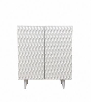 Hohes Sideboard, 2 Türen, Mango massiv, weiß patiniert