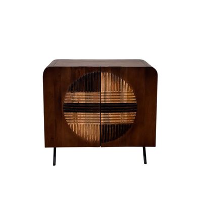 Mango-Sideboard massiv, 2 Türen, nussbaumfarben, Schwarzfüße